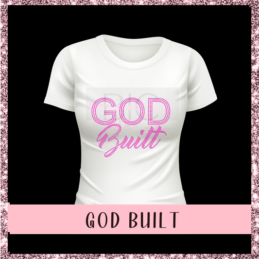 God Built Christian Rhinestone design T-shirt