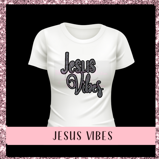 Jesus Vibes Christian Rhinestone design T-shirt