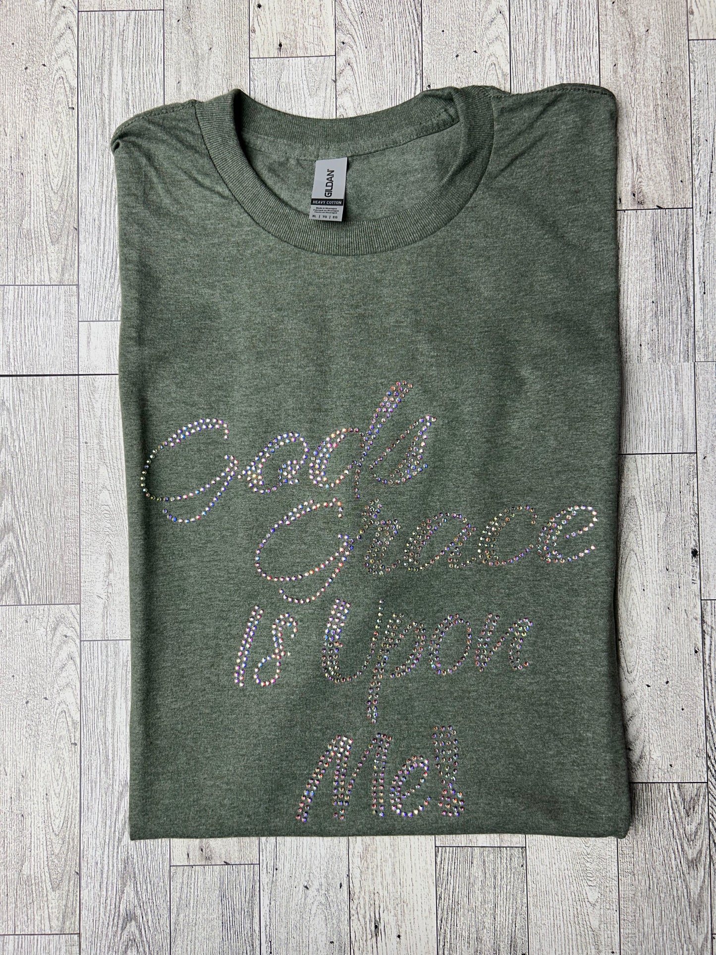 God's Grace is Upon Us Rhinestone design T-shirt