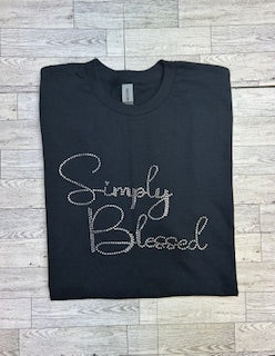 Simply Blessed Christian Rhinestone design T-shirt