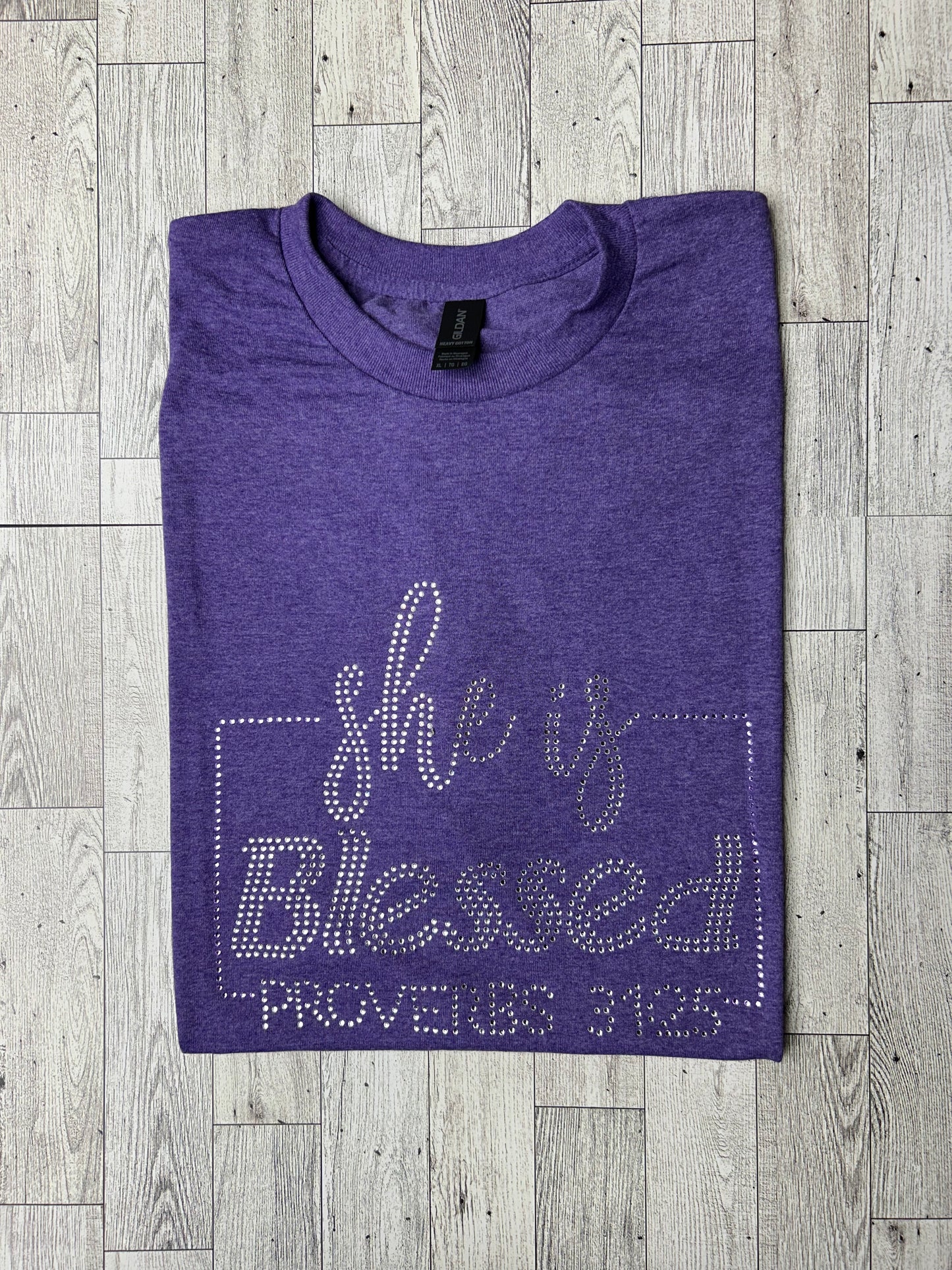 She Is Blessed Christian Rhinestone design T-shirt