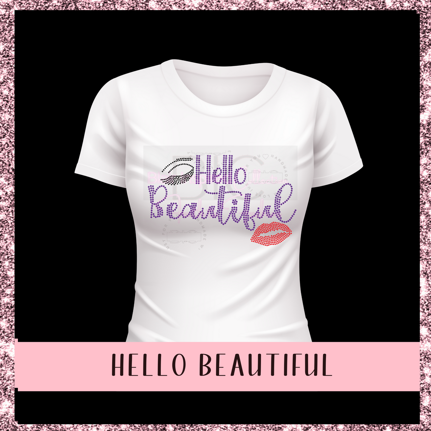 Hello Beautiful Christian Rhinestone design T-shirt